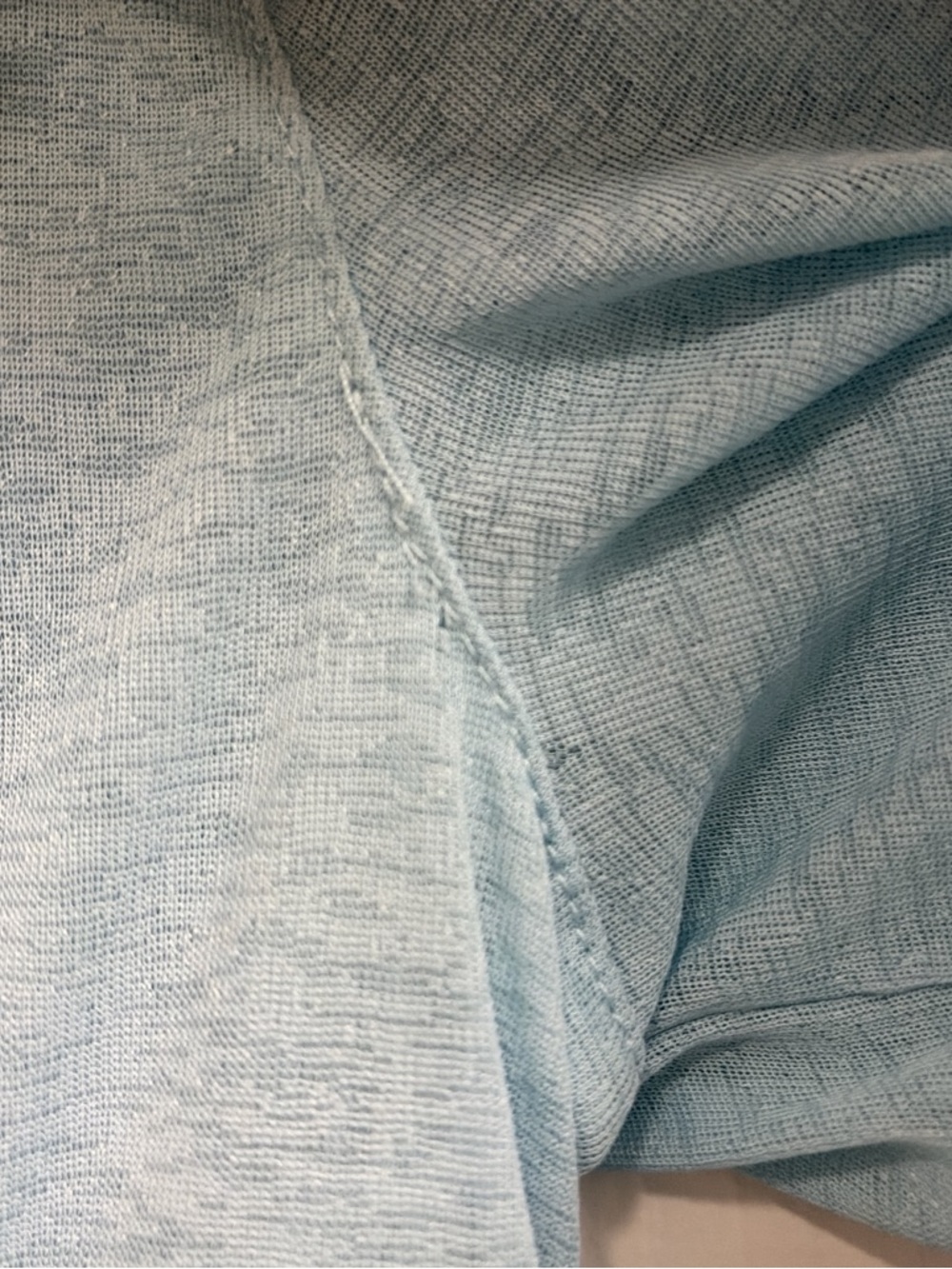 Light Blue Ruched‎ Button-Front Long Sleeve Top - Picture 6 of 6